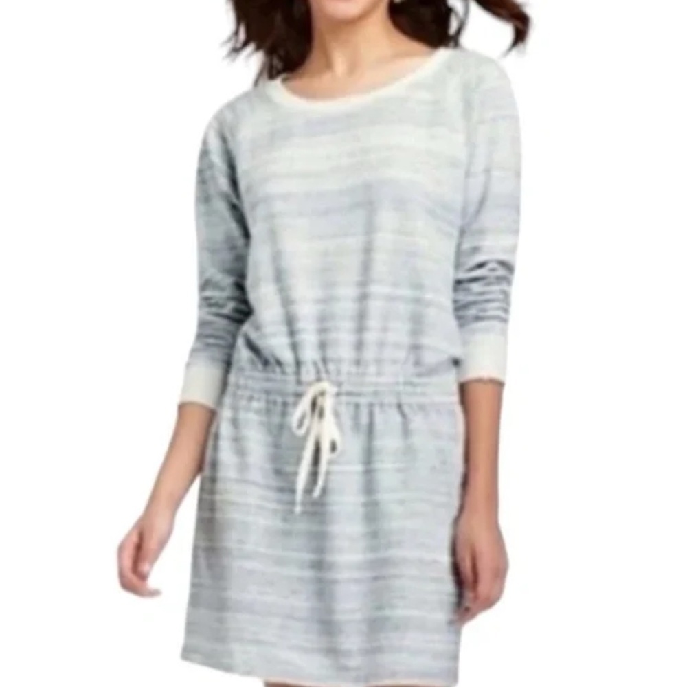 LOFT Space Dyed Women’s Gray Cinched Waist Sweatshirt Dress New With Tags Size M - Picture 2 of 8